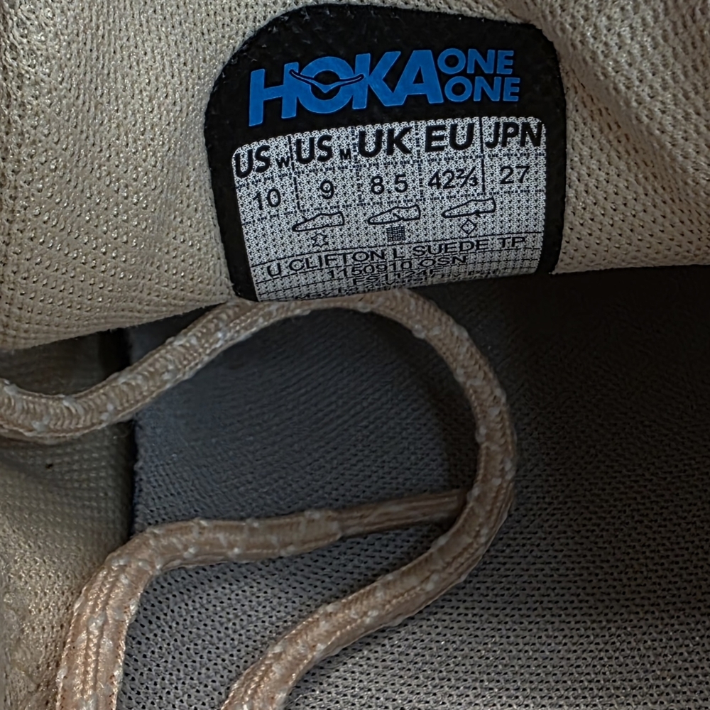 New  Hoka One One U Clifton L Suede TP Oak/Sand/Alabaster Men's Size  12 - Picture 12 of 13